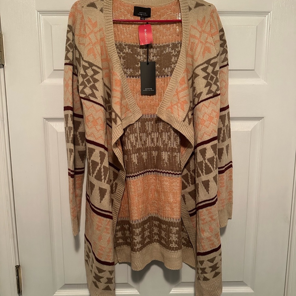 Love Culture Beige and Brown Geometric Cardigan